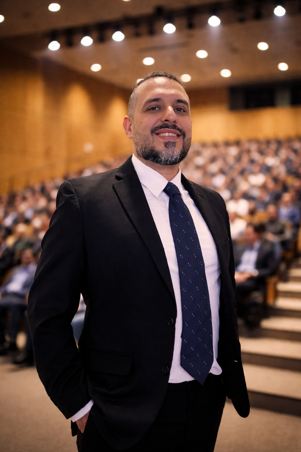 Rodrigo Libbos em palestra no auditório